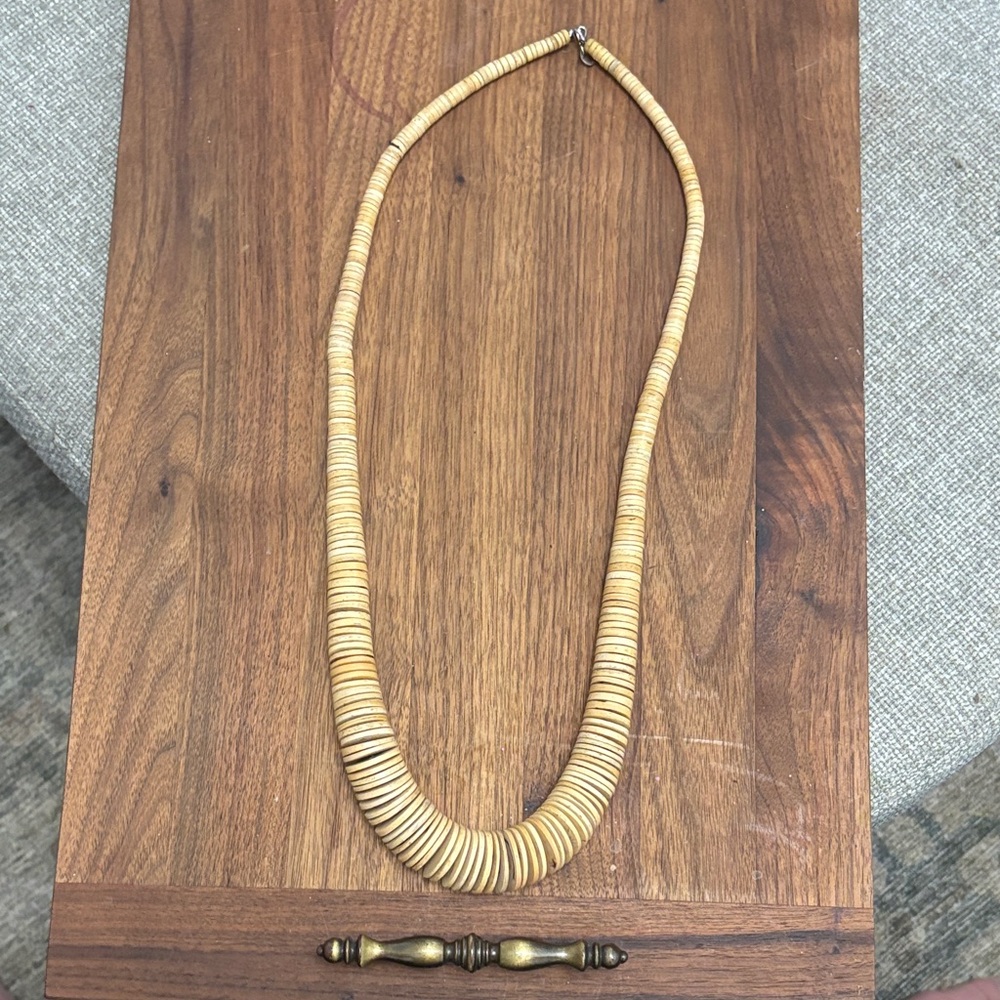 Vintage- 32" Long- Stunning Wood Slices Long Graduated Size Necklace